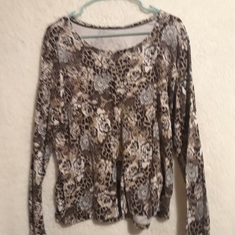 White Stag floral print long sleeve blouse 2XL